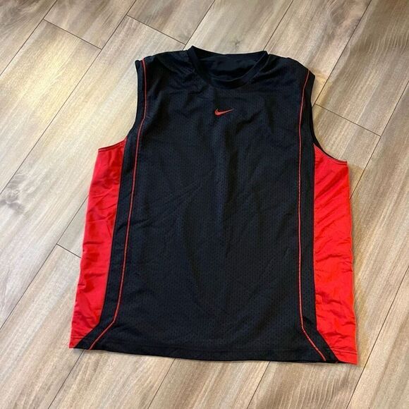 Y2K Nike Center‎ Swoosh Black Basketball Jersey Men XL Bin I-23 - Picture 1 of 5